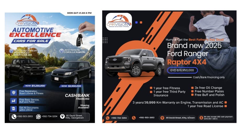 Automotive dealership posts, designed by BizAssist