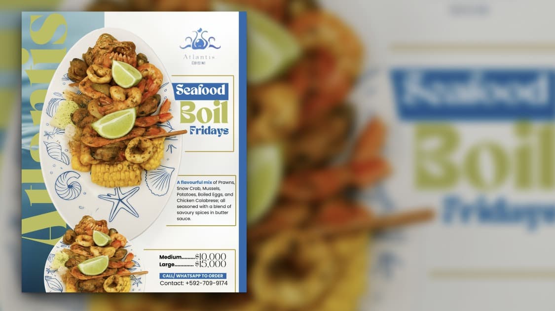 Seafood boil promotion, designed by BizAssist